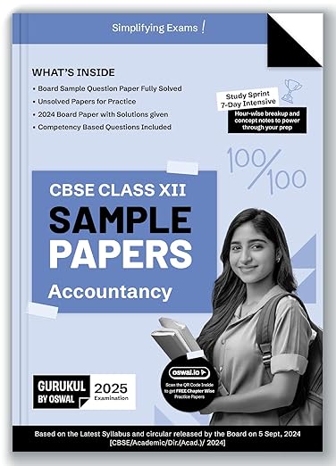 Gurukul By Oswaal Accountancy Sample Papers for CBSE Class 12 Board Exam 2025 : Fully Solved New SQP 2025, Solved Sample Papers, Unsolved Sample Papers, Board Solved Papers 2024, Latest Syllabus