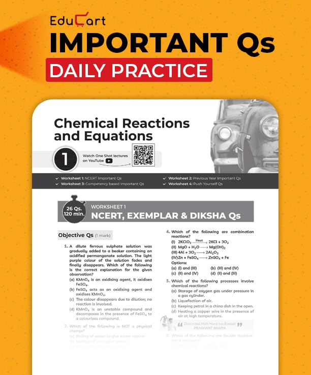 Educart One-shot Science CBSE Class 10 Question Bank 2025-26 on new Syllabus 2026 (Strictly for Boards Exam)