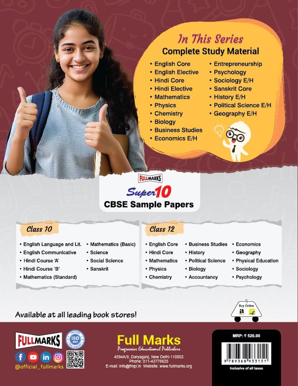 Full Marks Hindi Core Complete Study Material Class 12 | Based on Aroh (Part-2), Vitaan (Part-2), Abhivyati And Madhyam | Includes Chapterwise Summary, Solved Q/A, Practice Papers and More