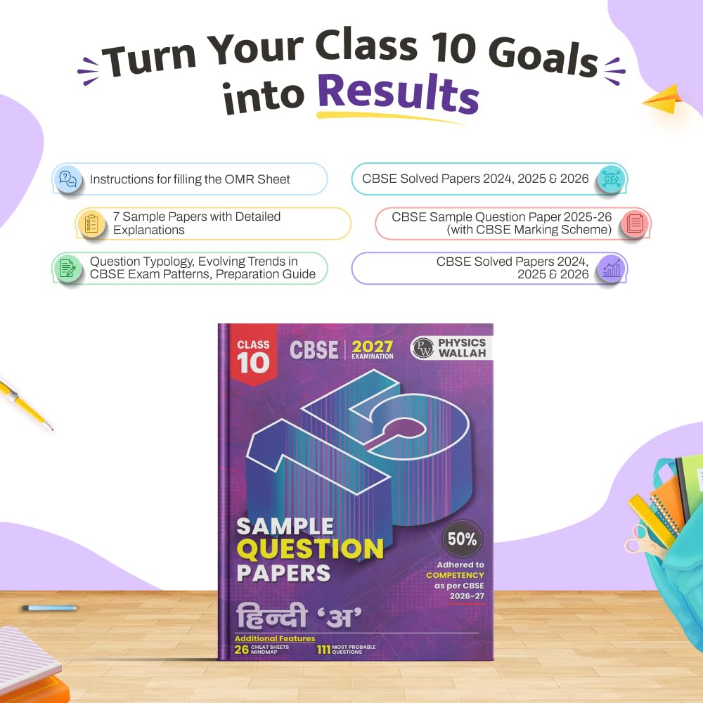 PW CBSE 10 Sample Question Papers Class 10 Hindi A For 2027 Board Exam (New Pattern) | Mind Maps, 111 Most Probable Questions