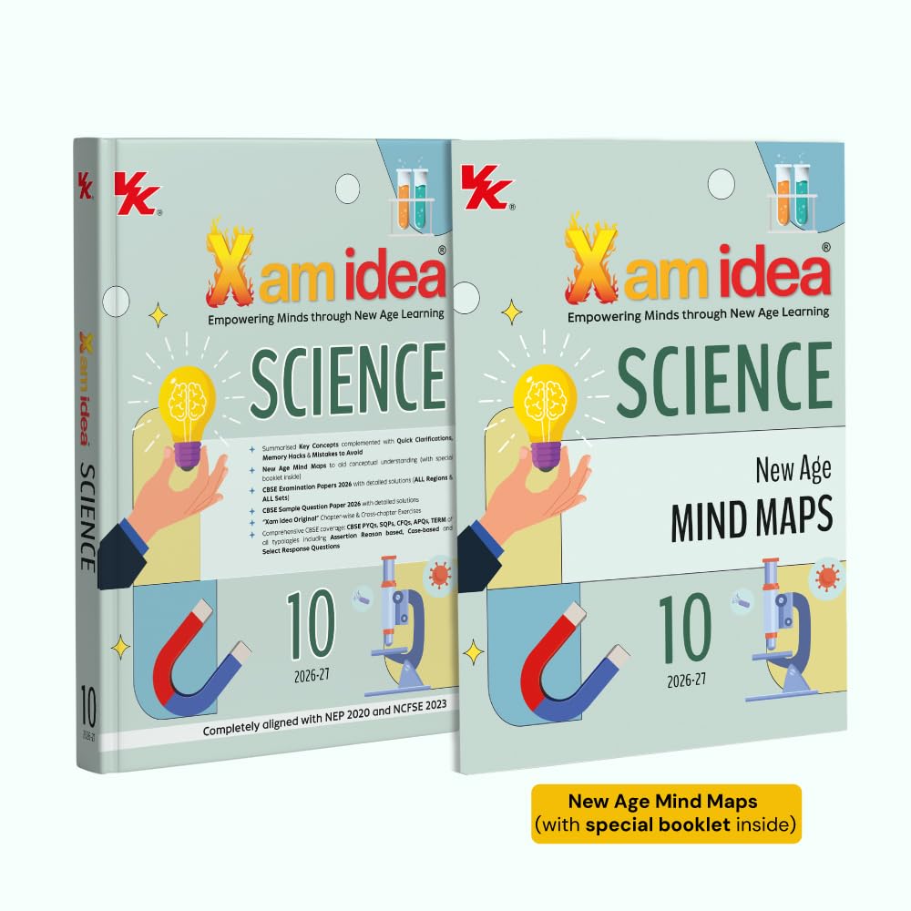 Xam idea Science Class 10 – (CBSE 2026-27) | Mind Maps | Solved NCERT | Solved PYQs | MCQs, A-R, Case-based, VSA, SA, LA Questions | Solved 2026 CBSE Exam & Sample Papers | Practice Papers