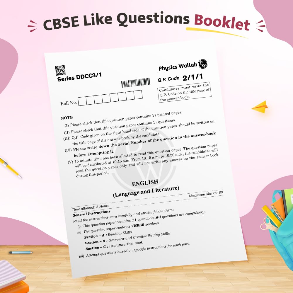 PW CBSE 15 Sample Question Papers Class 10 English Language & Literature For 2027 Board Exam (New Pattern) | CBSE Like Question Booklet and Answer Sheets, Marking Stickers