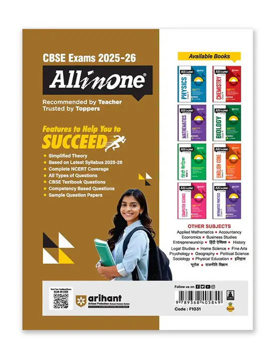 Arihant ā Legal Studies, All In One Textbook | Simplified Theory, CBQs, MCQs, A-R, Case Based, Sample Question Papers| Including Mind Maps | for Class for 11