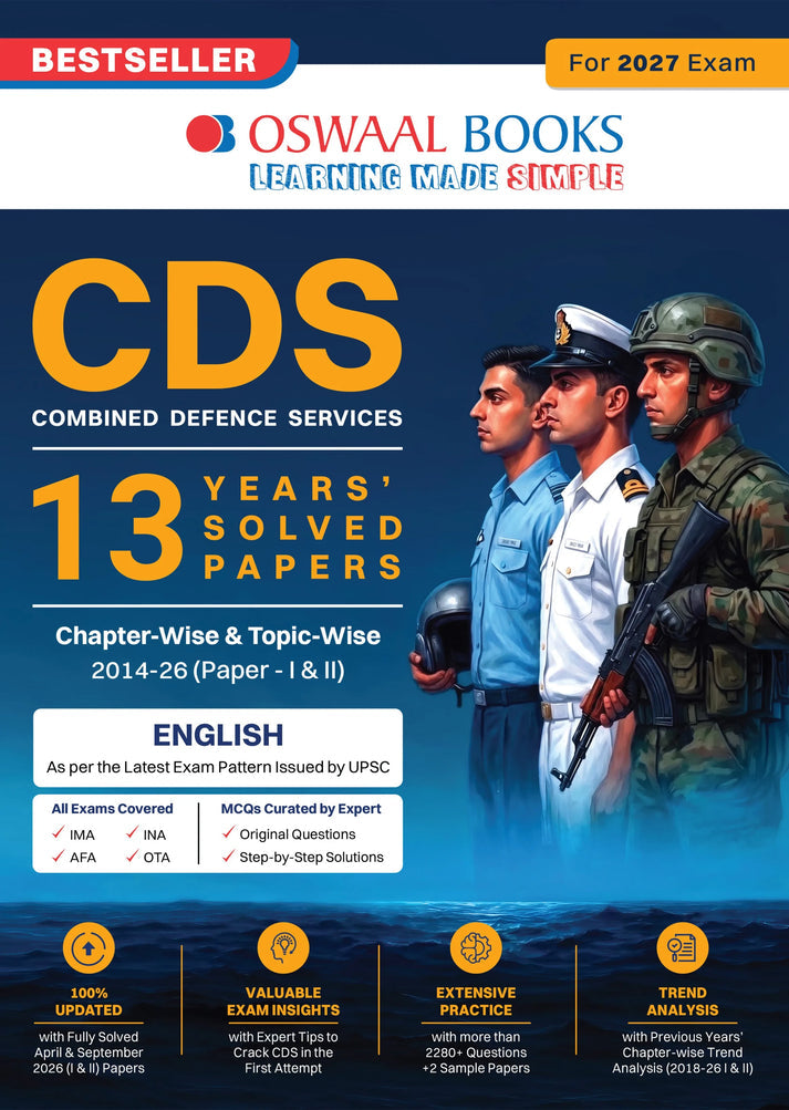 Oswaal CDS Combined Defence Services – 13 Years' Chapter-wise & Topic-wise Solved Paper (2014–2026 I & II) | English | For 2027 Exam | with Oswaal AI
