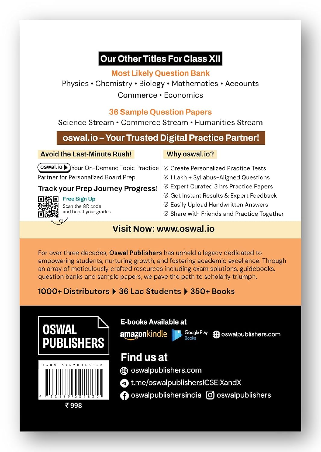 Gurukul by Oswal ISC Class 12 Commerce Stream 10 Years Solved Papers for 2027 Exam | Yearwise Board Papers 2016–2026 | Eng I & II, Hindi, Economics, Accounts, Commerce, BS, Math, Computer & Phy. Edu