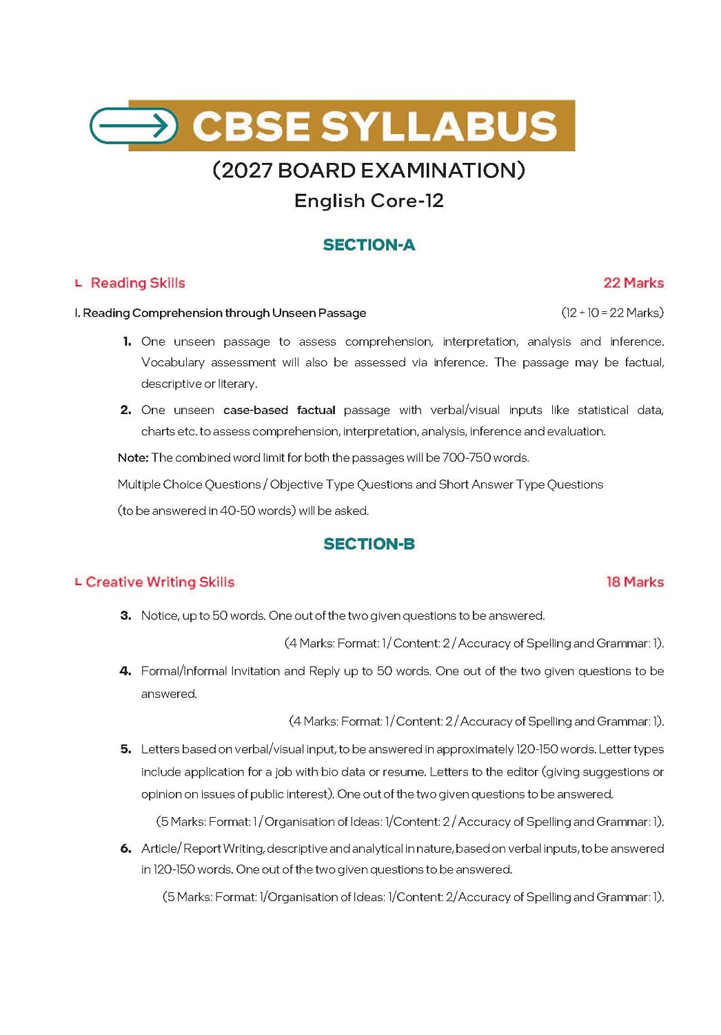 Mastermind CBSE Class 12 English Core Question Bank 2027 Exam With 4 Mock Sample Paper , Years + PYQ , 2200+ Questions Based on New Pattern