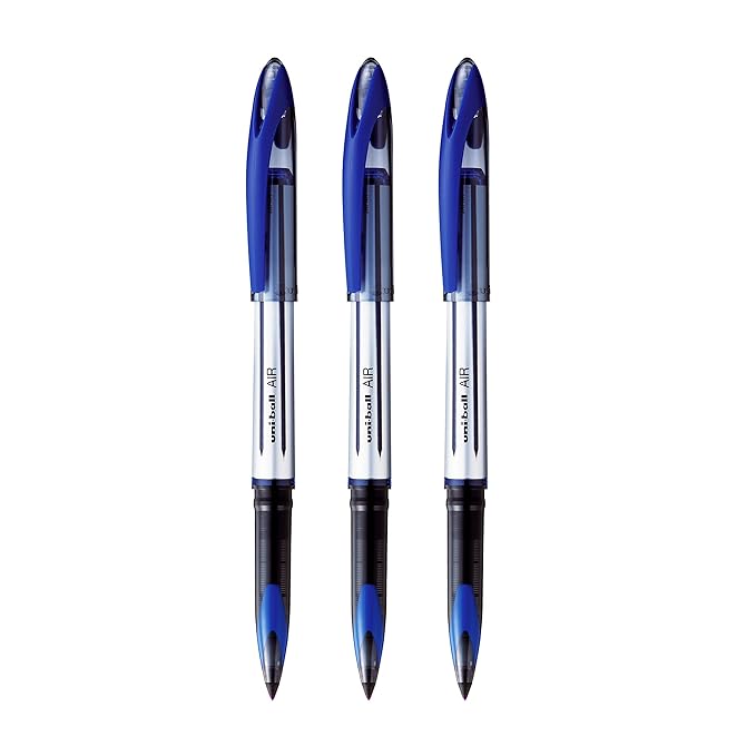 uni-ball Air UBA188L 0.7mm Roller Gell Pen | Blue Body, Blue Ink, Pack of 3