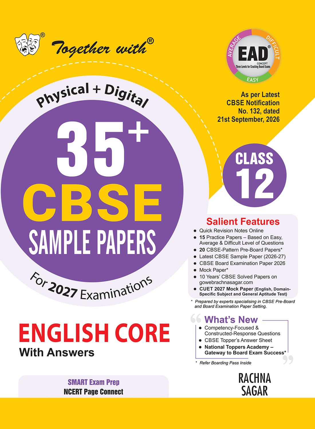 Together with 35+ CBSE Sample Papers Class 12 English Core 2026-27| 15 Easy Average Difficult (EAD) Sample Papers Physical + Digital Edition| As per SQP released on 21 Sep 2026 | CBSE Topper Sheet