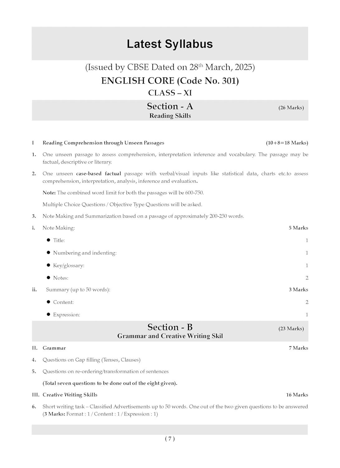 Oswaal CBSE Question Bank Class 11 English Core, Chapterwise and Topicwise Solved Papers For 2026 Exams