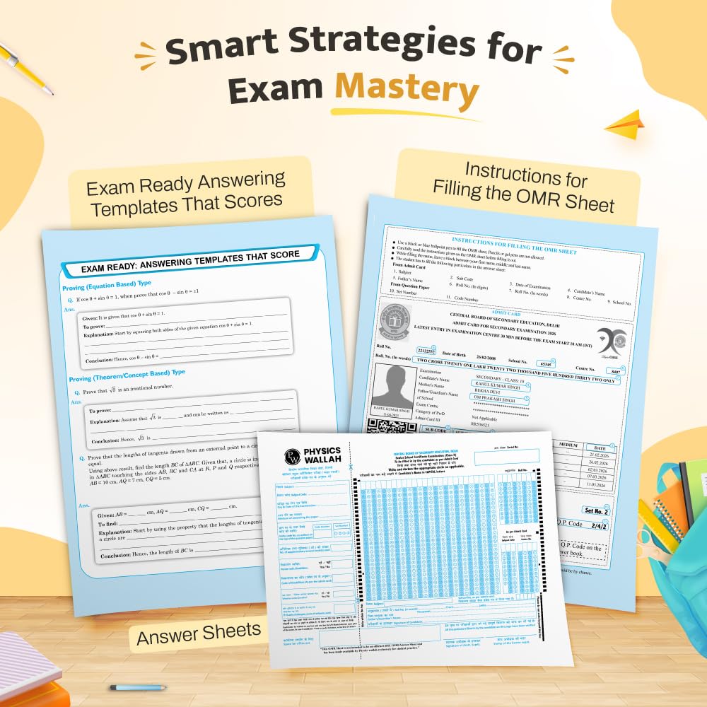 PW CBSE 15 Sample Question Papers Class 10 Maths (Standard) For 2027 Board Exam (New Pattern) | CBSE Like Question Booklet and Answer Sheets, Marking Stickers, Mind Maps, Most Probable Questions