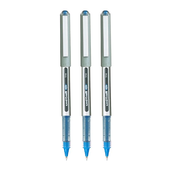 UNI-BALL Eye UB157 0.7mm Roller Gell Pen | Blue Ink, Pack of 3