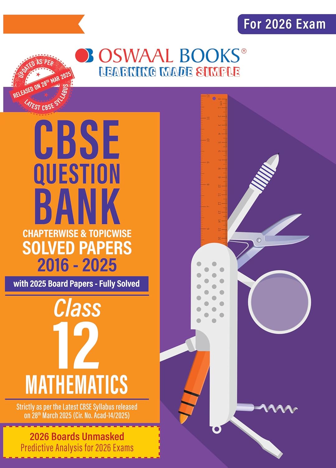 Oswaal CBSE Question Bank Chapterwise and Topicwise SOLVED PAPERS Class 12 Mathematics For Exam 2026