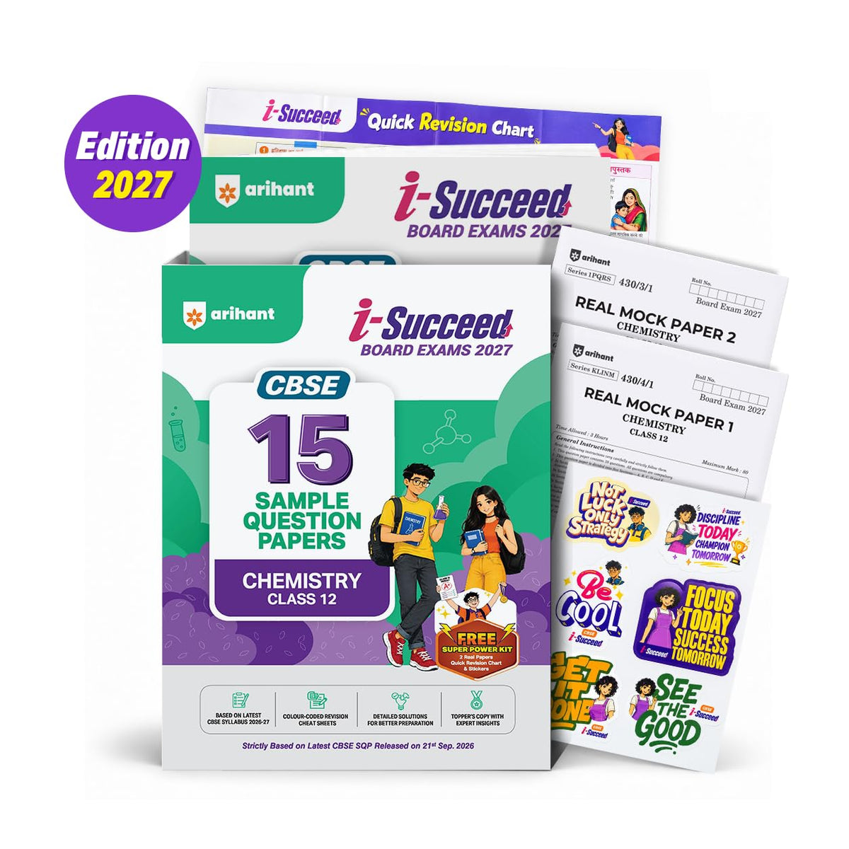 Arihant i-Succeed CBSE Sample Papers 2027 Class 12 Chemistry | 15 Sample Question Papers | Colour-Coded Revision Cheat Sheets, Based on Libre Office | Free Super Power Kit