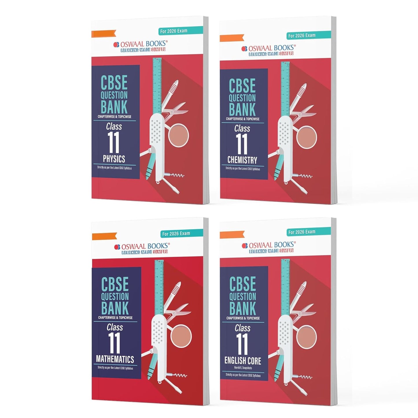 Oswaal CBSE Question Bank Class 11 Set of 4 Books | Physics | Chemistry | Mathematics | English Core | Chapterwise Topicwise Solved Papers | For 2026 Exams