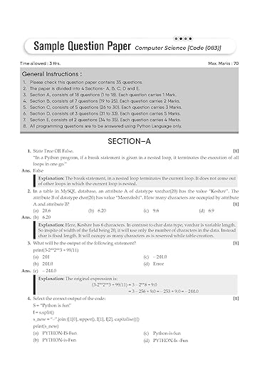Gurukul Computer Science Practice Papers for CBSE Class 12 Board Exam 2024 : Fully Solved New SQP Pattern March 2023, Sample Papers, Unsolved Papers, Latest Board Syllabus