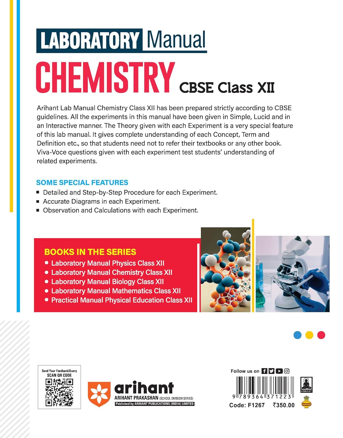 Arihant Chemistry Lab Manual Class 12 | CBSE Experiments + Observation Tables