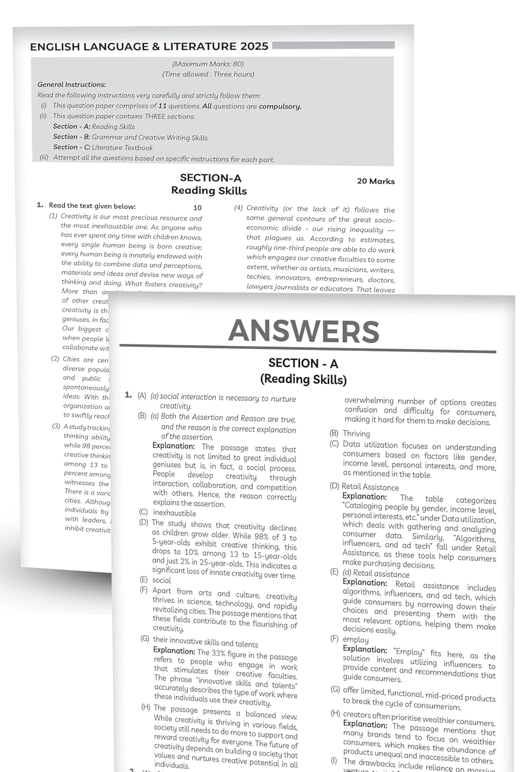Educart Granth CBSE Class 10 Previous 10 Year Solved Papers 2026 - with PYQ Charts (Mathematics Standard & Basic, Social Science, Science, Hindi A & B, English, Computer Applications, IT and Sanskrit) for 2025-26 Boards