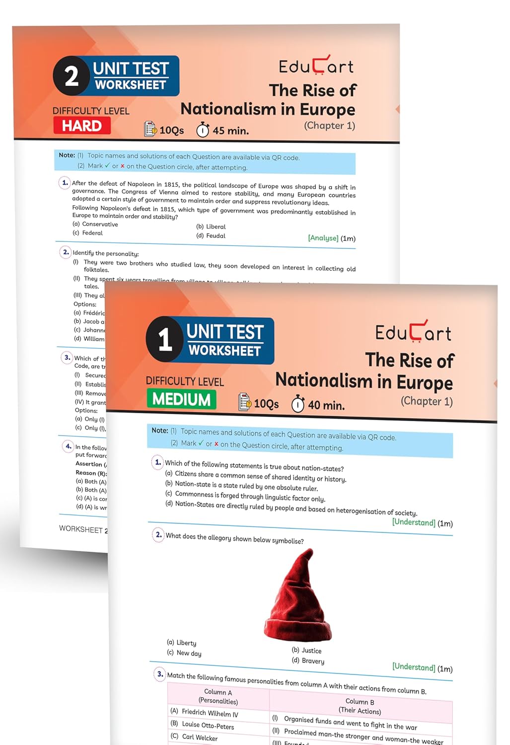 Educart CBSE Question Bank Class 10 Social Science 2025-26 on new Syllabus 2026 (Introducing Unit Test Worksheets)
