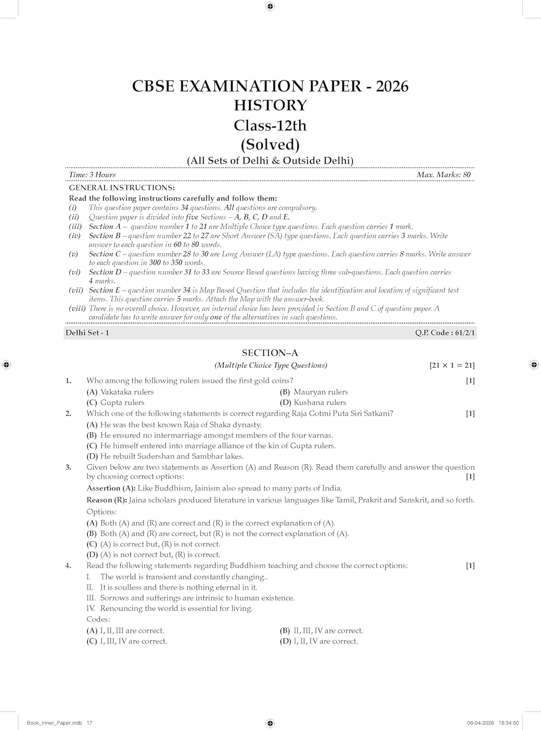Oswaal CBSE Class 12 History Question Bank | Chapter & Topic-wise Solved Papers (2017–2026) | Based on Latest Syllabus (April 2026) | Includes 2026 Papers | For 2027 Exam