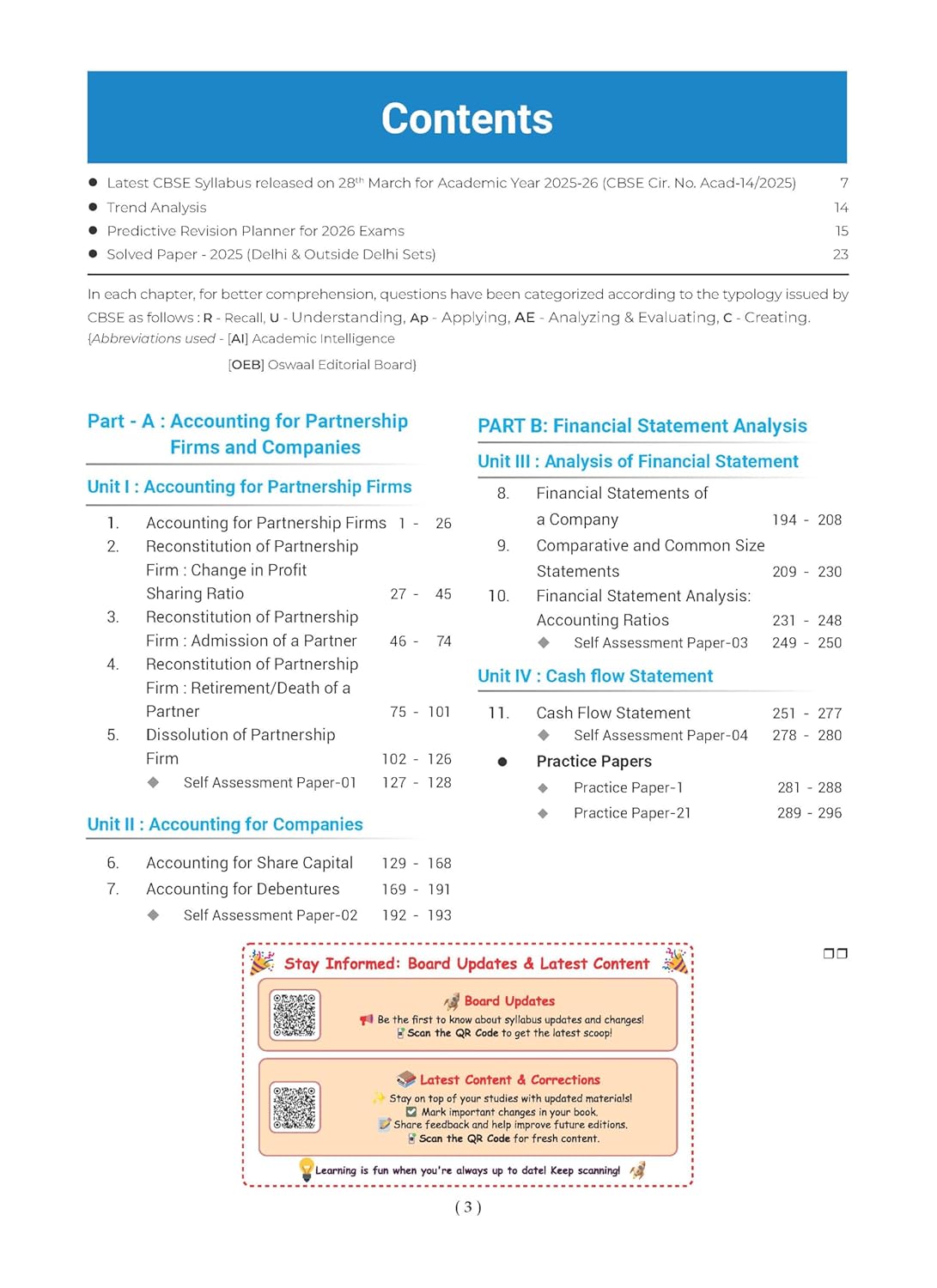 Oswaal CBSE Question Bank Chapterwise and Topicwise SOLVED PAPERS Class 12 Accountancy For Exam 2026