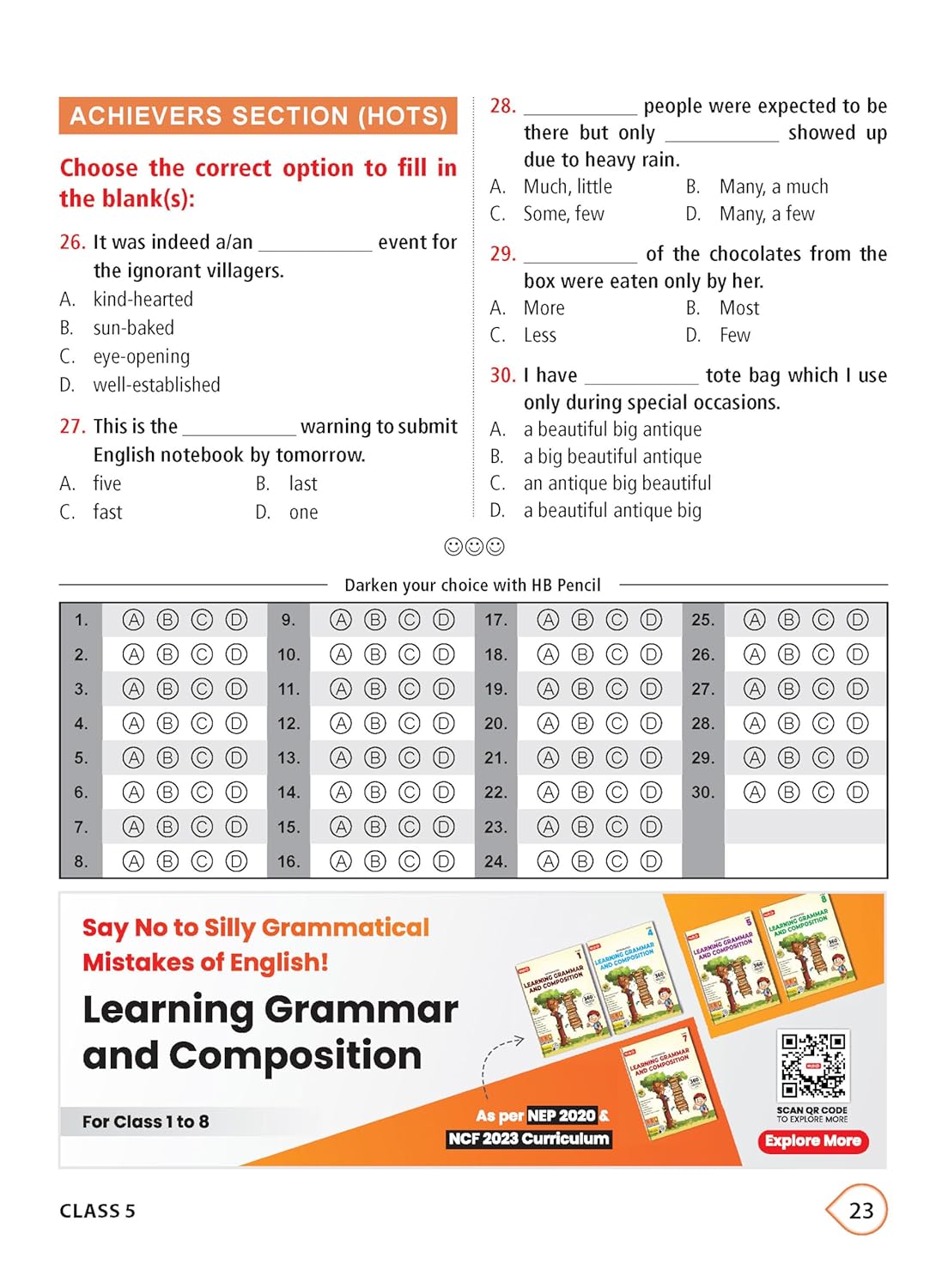 MTG International English Olympiad (IEO) Workbook Class 5 - Chapter-wise MCQs with Achievers Section - SOF Olympiad Books For 2026-27 Exam