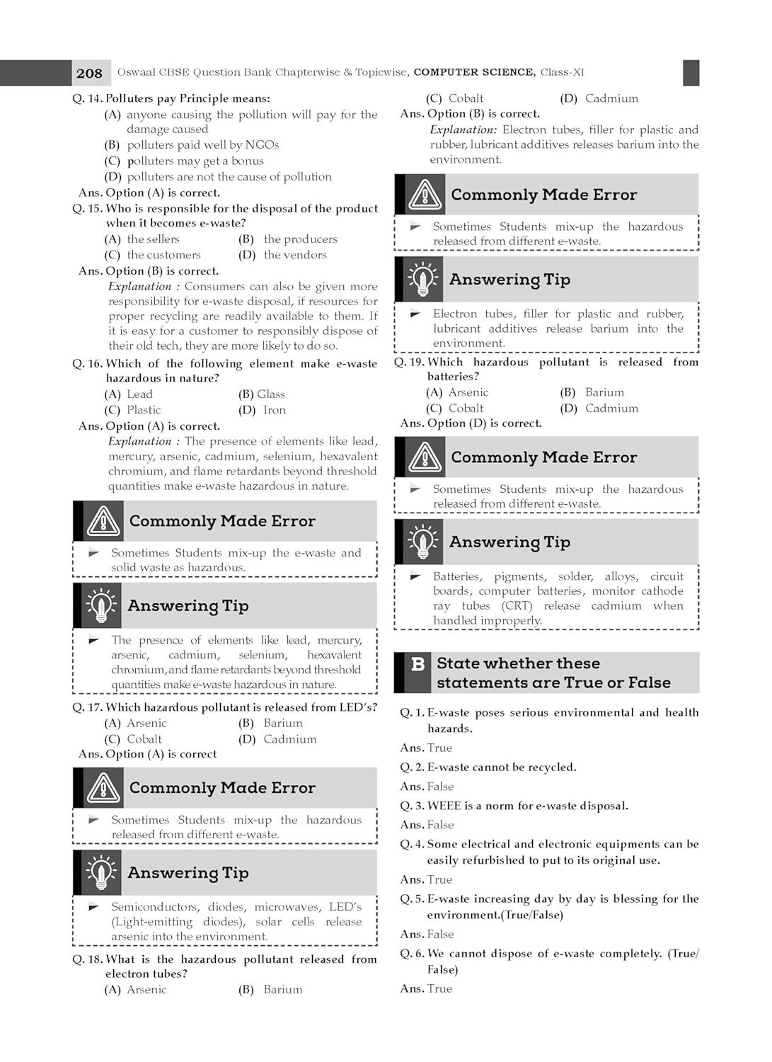 Oswaal CBSE Question Bank Class 11 Computer Science, Chapterwise and Topicwise Solved Papers For 2026 Exams