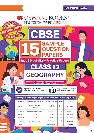 Oswaal CBSE 15 Sample Question Papers Class 12 Geography (2026 Exam) | Latest SQPs with Detailed Solutions