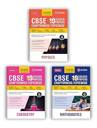 MTG CBSE 10 Years (2025-2016) Chapterwise Topicwise Solved Papers Class 12 Physics, Chemistry & Mathematics (Set of 3 Books) - CBSE Champion For 2026 Exam | Free Video Solution of PYQs (As Per Latest Pattern)