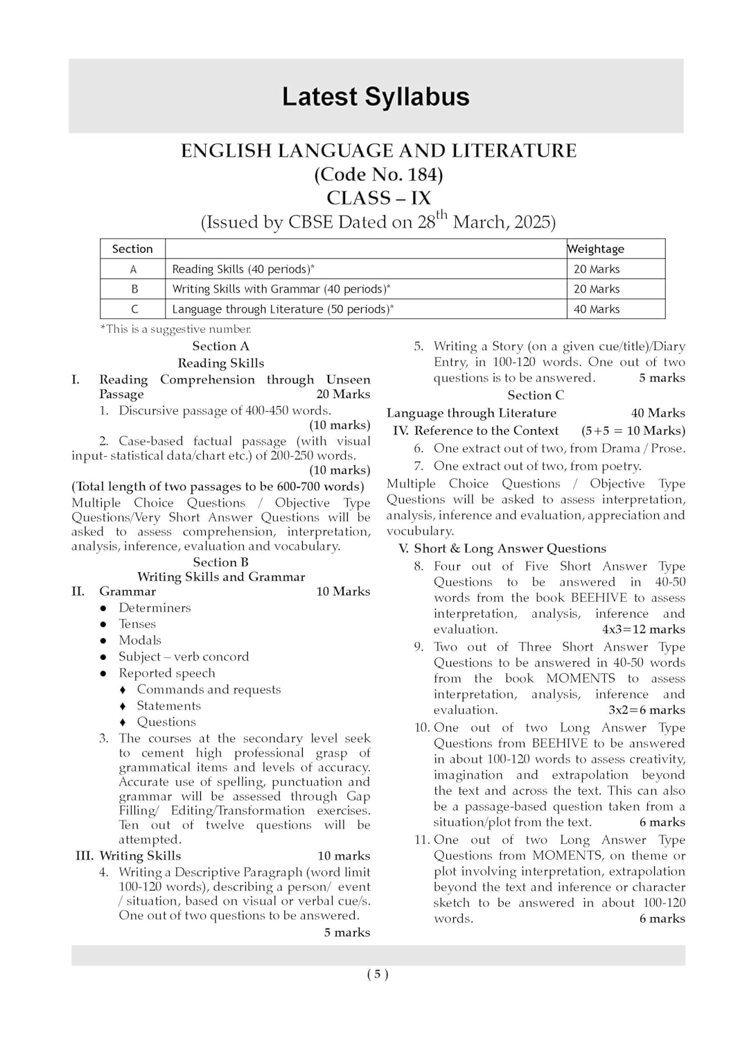 Oswaal CBSE Question Bank Class 9 English Language & Literature For 2026 Exam