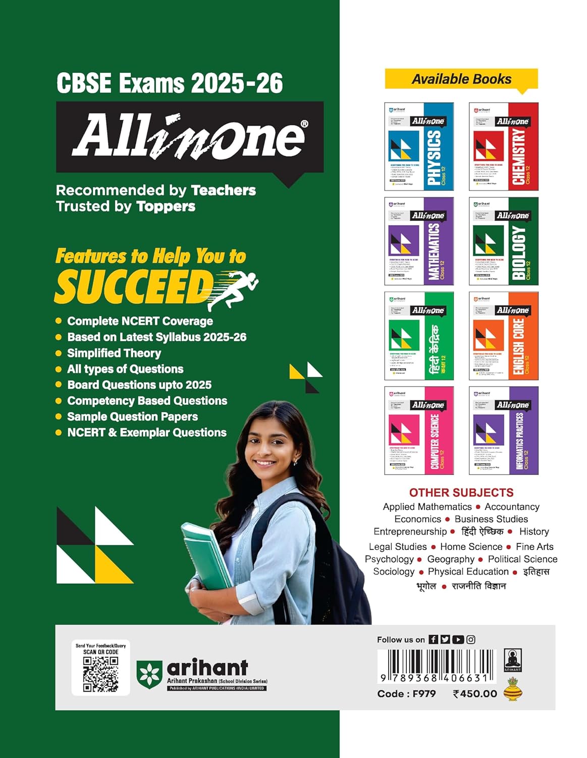 Arihant All in One Biology Class 12 for CBSE Exams 2025-26 | Simplified Theory, In Text & Chapter Exercises, All Types of Exam Pattern Questions, CBQs, MCQs, A-R, Case Based, Sample Question Papers, Board Questions Upto 2025, Mind Maps