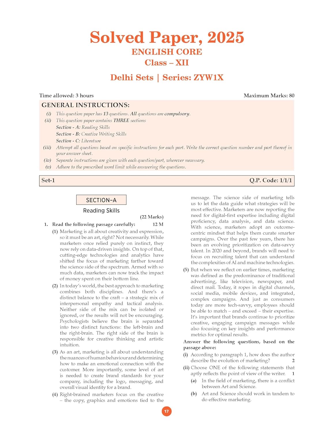 Oswaal CBSE Question Bank Chapterwise and Topicwise SOLVED PAPERS Class 12 English Core For Exam 2026