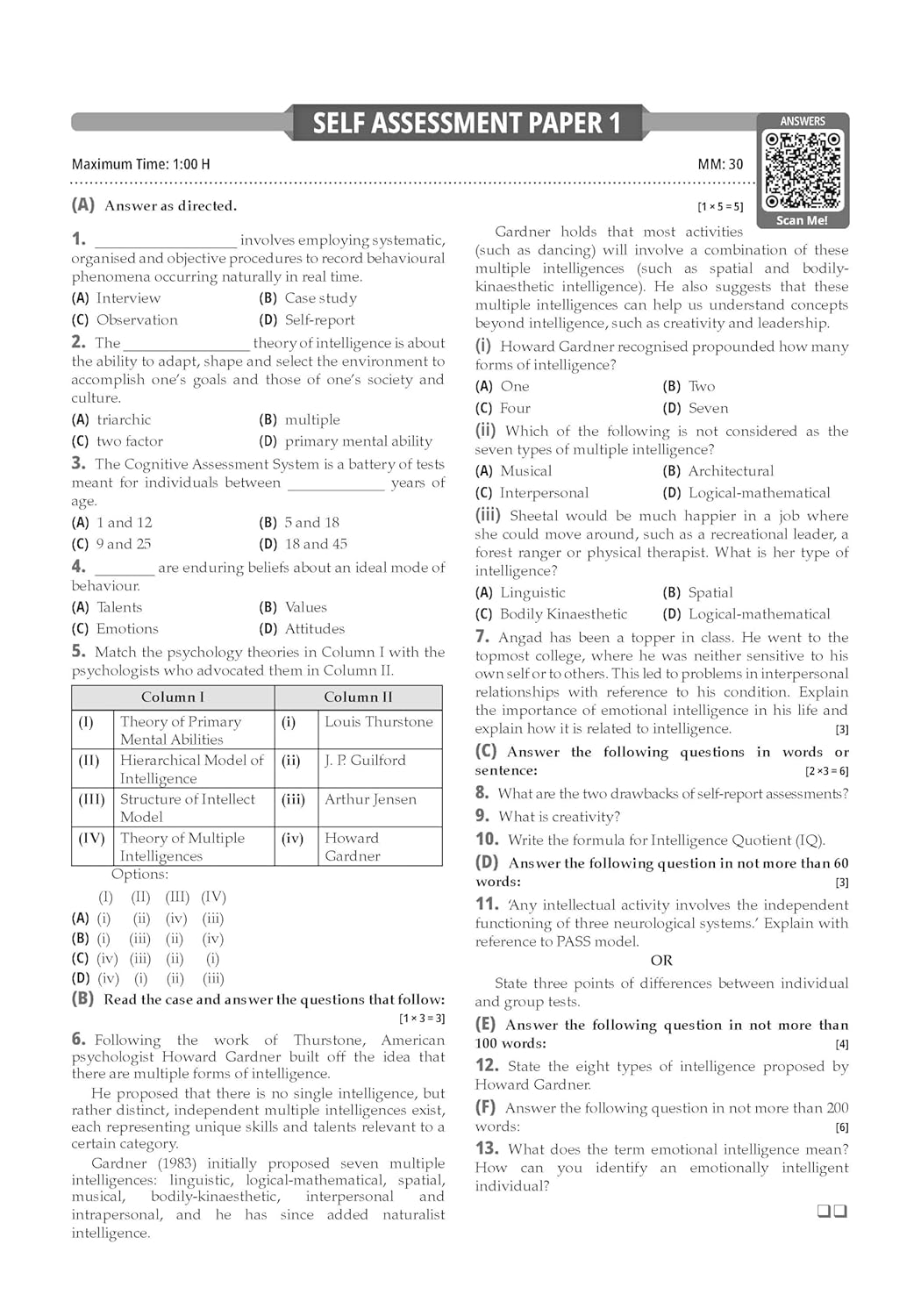Oswaal CBSE Question Bank Chapterwise and Topicwise SOLVED PAPERS Class 12 Psychology For Exam 2026