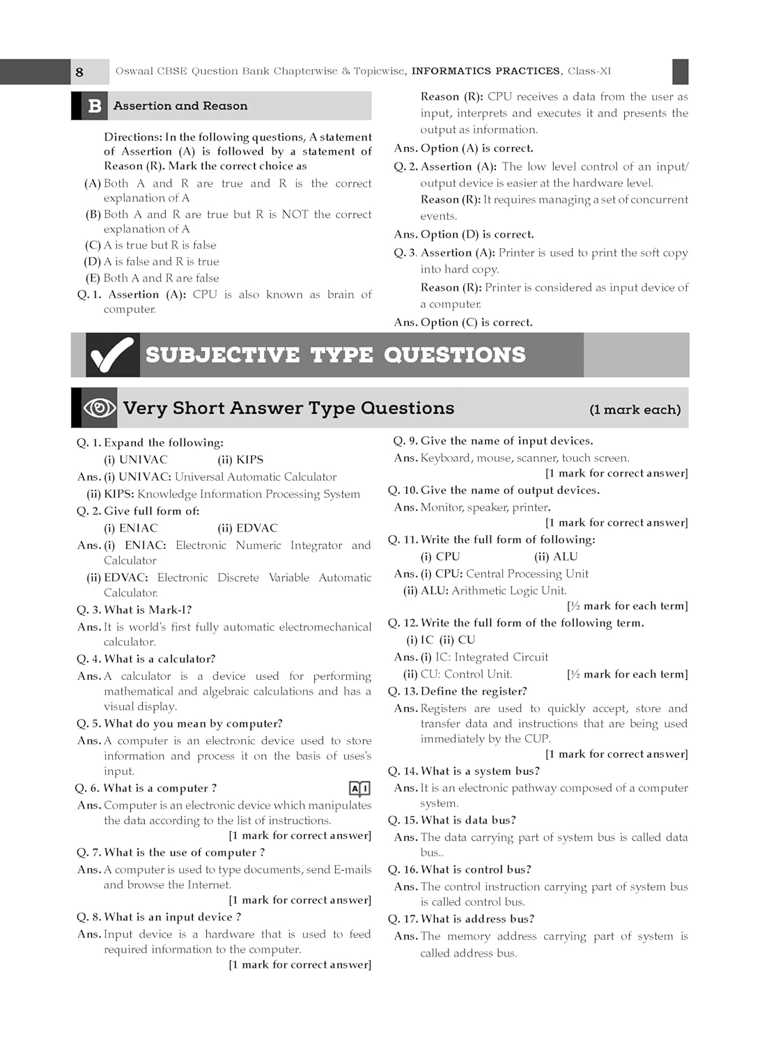 Oswaal CBSE Question Bank Class 11 Informatics Practices, Chapterwise and Topicwise Solved Papers For 2026 Exams