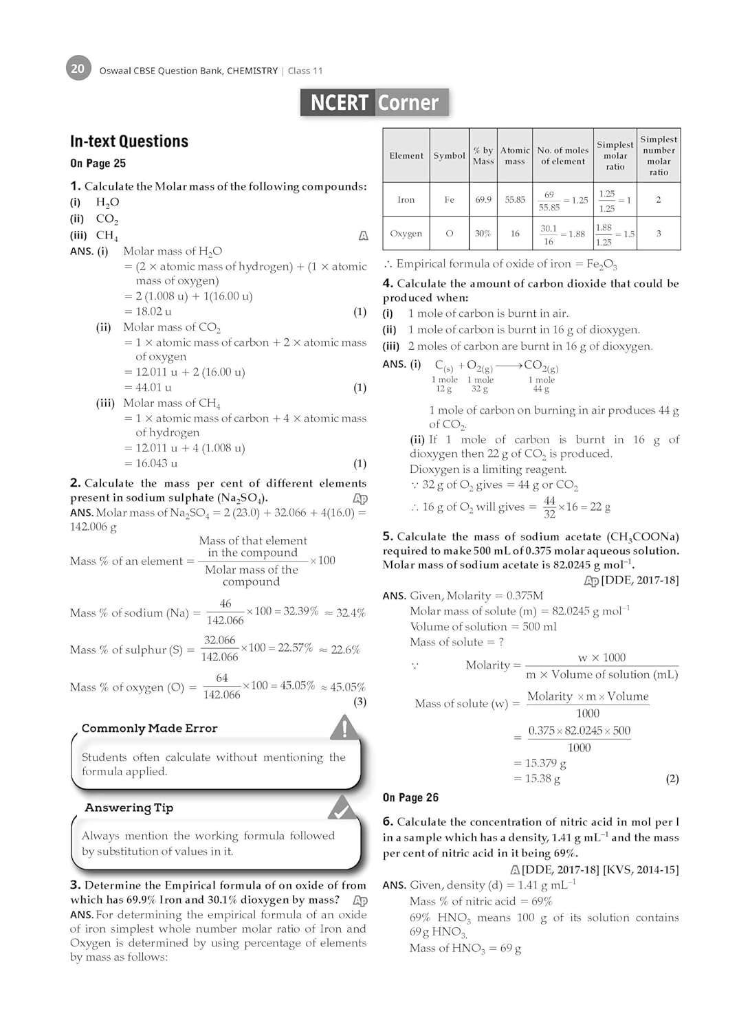 Oswaal CBSE Question Bank Class 11 Chemistry, Chapterwise and Topicwise Solved Papers For 2026 Exams
