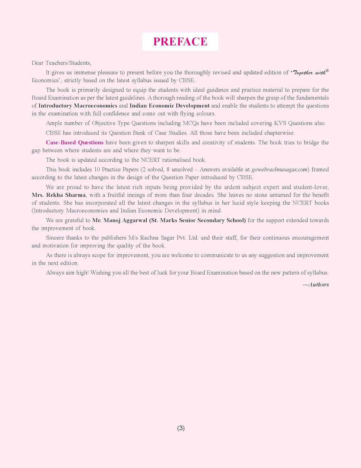 Together with CBSE Question Bank Class 12 Economics for 2025-26 Exam (Chapterwise & Topicwise)