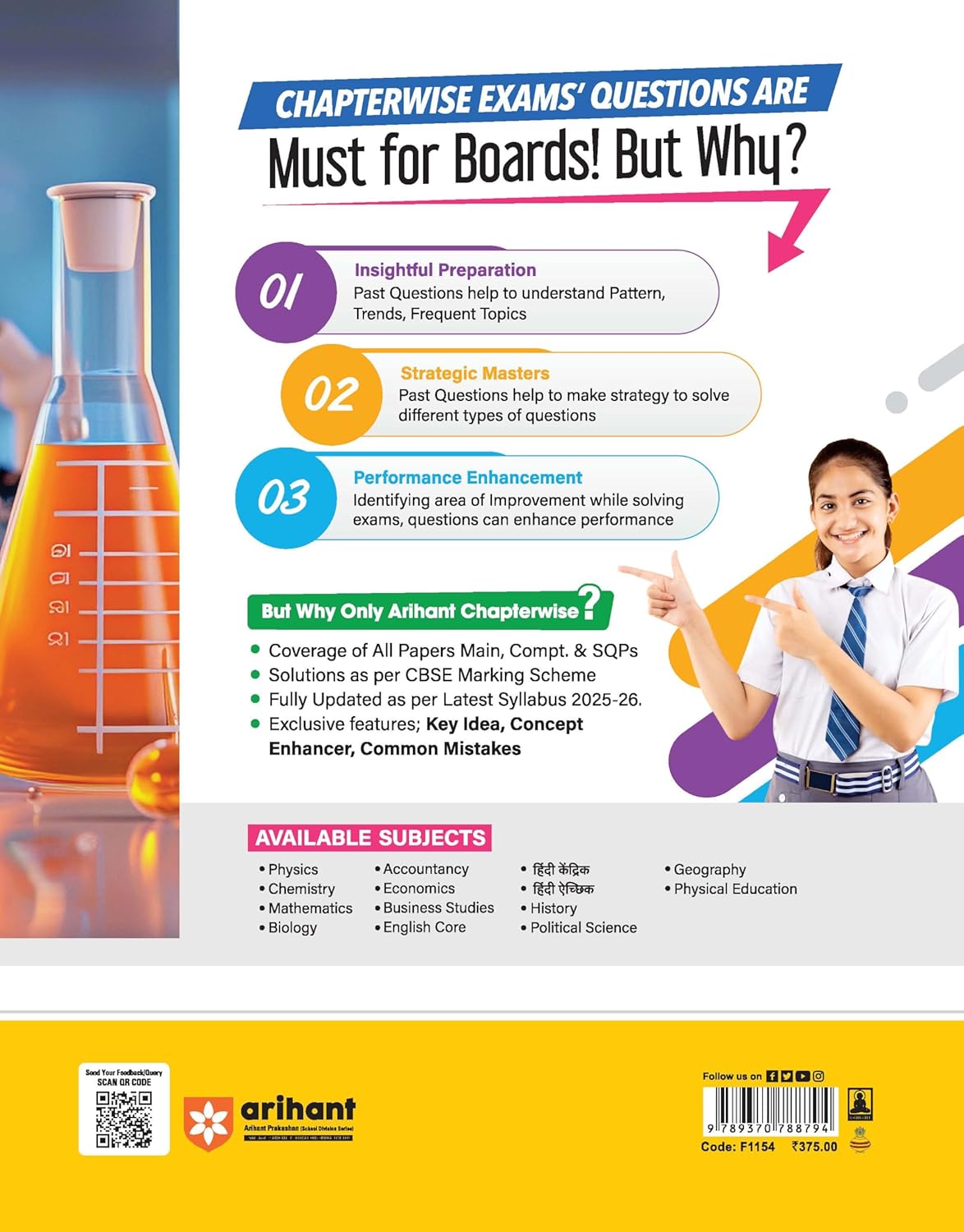 Arihant CBSE Chapterwise Question Bank 2025–2016 for Class 12 Chemistry | Latest Syllabus | Includes Solved Papers, Sample Papers, and CBSE Marking Scheme