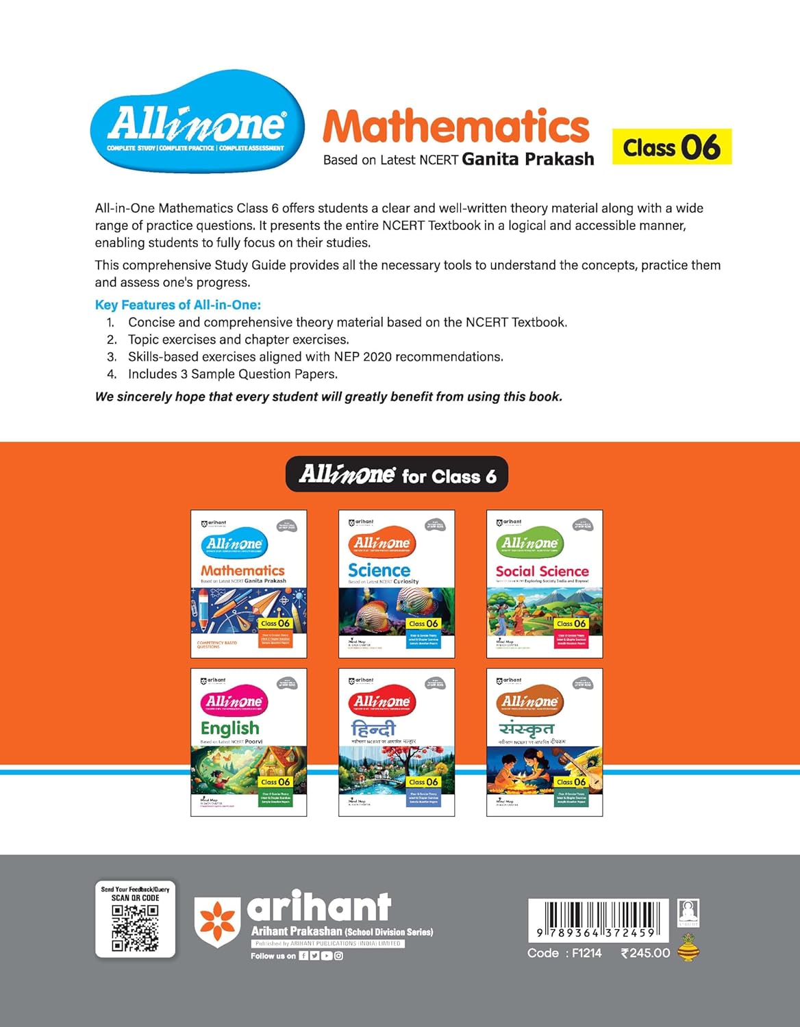 Arihant All in One Mathematics Class 6 for CBSE Exam 2025-26 | Based on the latest NCERT Ganita Prakash | Competency-Based Questions for Class 6 | Complete Study, Complete Practice, Complete Assessment