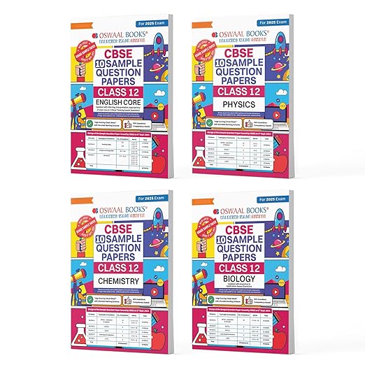 Oswaal CBSE Sample Question Papers Class 12 English, Physics, Chemistry & Biology (Set of 4 Books) (For Board Exams 2025)