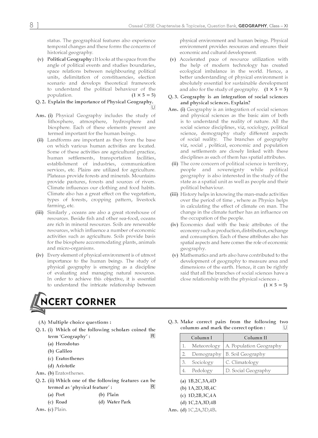 Oswaal CBSE Question Bank Class 11 Geography, Chapterwise and Topicwise Solved Papers For 2026 Exams