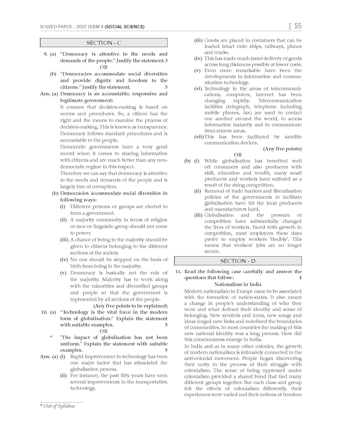 Oswaal CBSE 10 Years' Solved Papers, Yearwise (2016-2025) Class 10 (English Language & Literature, Social Science, Science and Mathematics Standard ) (For 2026 Exam)