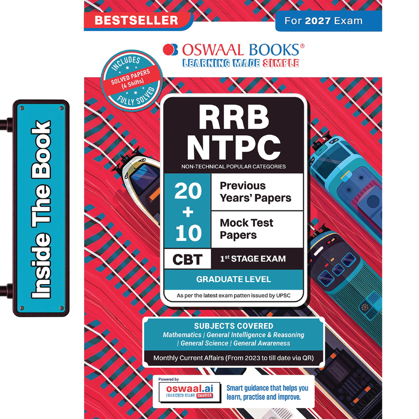 Oswaal RRB NTPC CBT-I 20 Previous Years’ Solved Papers English Medium | Year-wise 2016-2026 + 10 Mock Test Papers | 2000+ Questions | With AI | For 2027 Exam