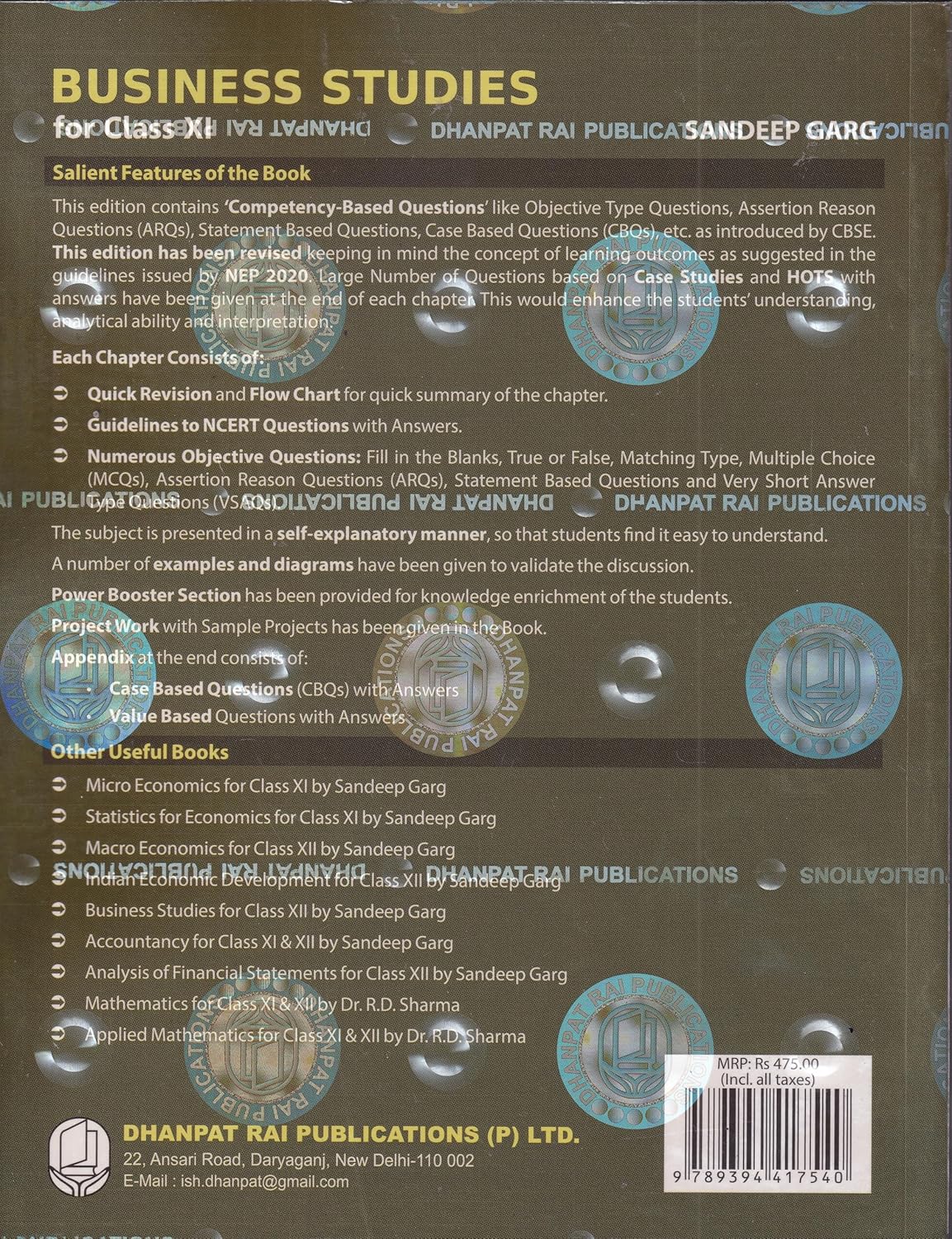 Business Studies Class 11 With Case Studies - CBSE By Sandeep Garg (Examination 2026-27)