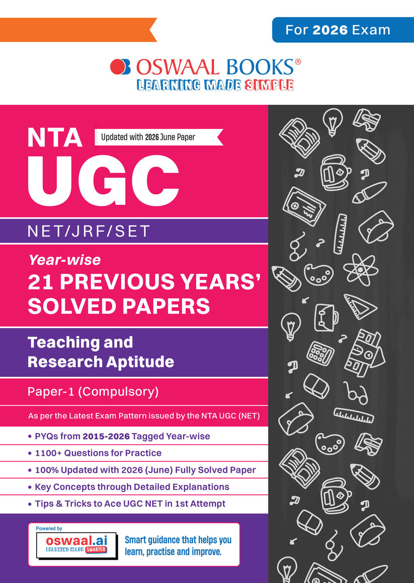 Oswaal NTA UGC NET / JRF / SET Paper 1 | 21 Previous Years' Solved Papers | Year-wise | 2015-2026 | Teaching & Research Aptitude (Compulsory) | (For 2026 Exam)
