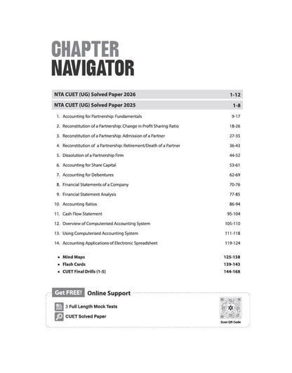 CUET UG 2027 Accountancy | Chapterwise Notes & Question Bank | 1000+ MCQs, 5 Final Drills & CUET 2026 Solved Paper | Mindmaps & Flash Cards | Free Online Mock Test