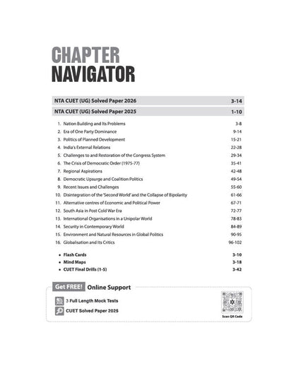 CUET UG 2027 Political Science | Chapterwise Notes & Question Bank | 1000+ MCQs, 5 Final Drills & CUET 2026 Solved Paper | Mindmaps & Flash Cards | Free Online Mock Test