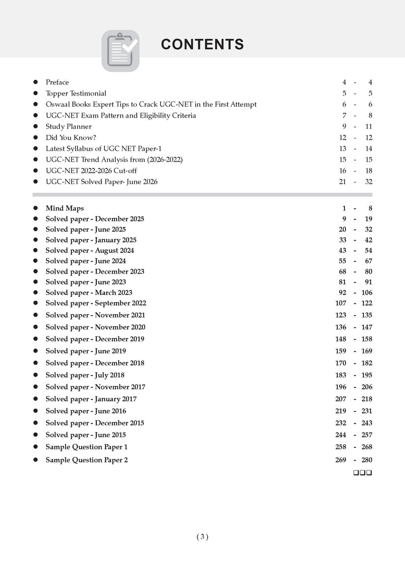 Oswaal NTA UGC NET / JRF / SET Paper 1 | 21 Previous Years' Solved Papers | Year-wise | 2015-2026 | Teaching & Research Aptitude (Compulsory) | (For 2026 Exam)