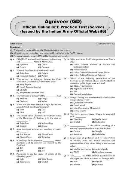 Oswaal Indian Army Agniveer GD (General Duty) Chapter-wise Question Bank English Medium | Agnipath Scheme | General Knowledge, General Science, Maths & Reasoning | 1600+ Questions | For 2026 Exam