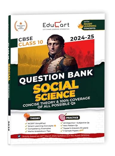 Educart CBSE Question Bank Class 10 Social Science 2024-25 (As per latest CBSE Syllabus 23 Mar 2024) | SST