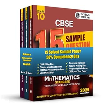 PW CBSE | Class 10 | 15 New Pattern Sample Question Papers Science, Maths (Std), English Set of 3 Books For 2025 Board Exam | 50% Competency-Based & 100 Most Probable Questions