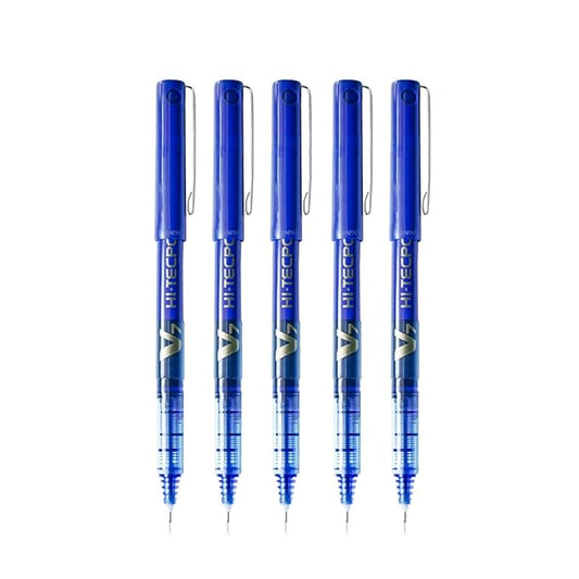 Pilot Hi-Tecpoint V7 0.7mm Fine Point Pure Liquid Ink Roller Ball Pen | Blue Ink, Pack Of 5